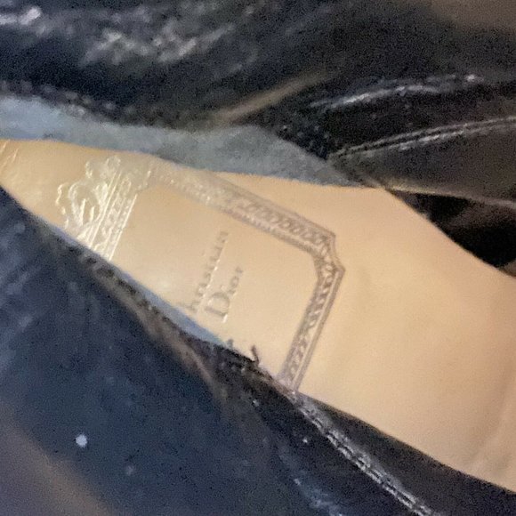 Christian Dior Dress Boots 38.5 8 Black Suede Bow Round Toe Party High Heel Shoe - Picture 7 of 11